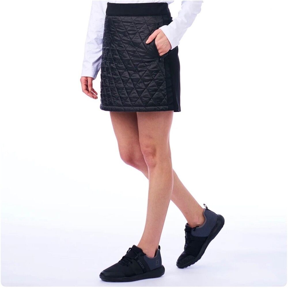 NWT NIVO Meggie Black Quilted Stretch Skirt Zip Pockets Golf Pickleball Women S